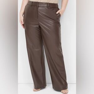 Faux Leather Straight Leg Pants by Lane Bryant in Brown, size 20.
